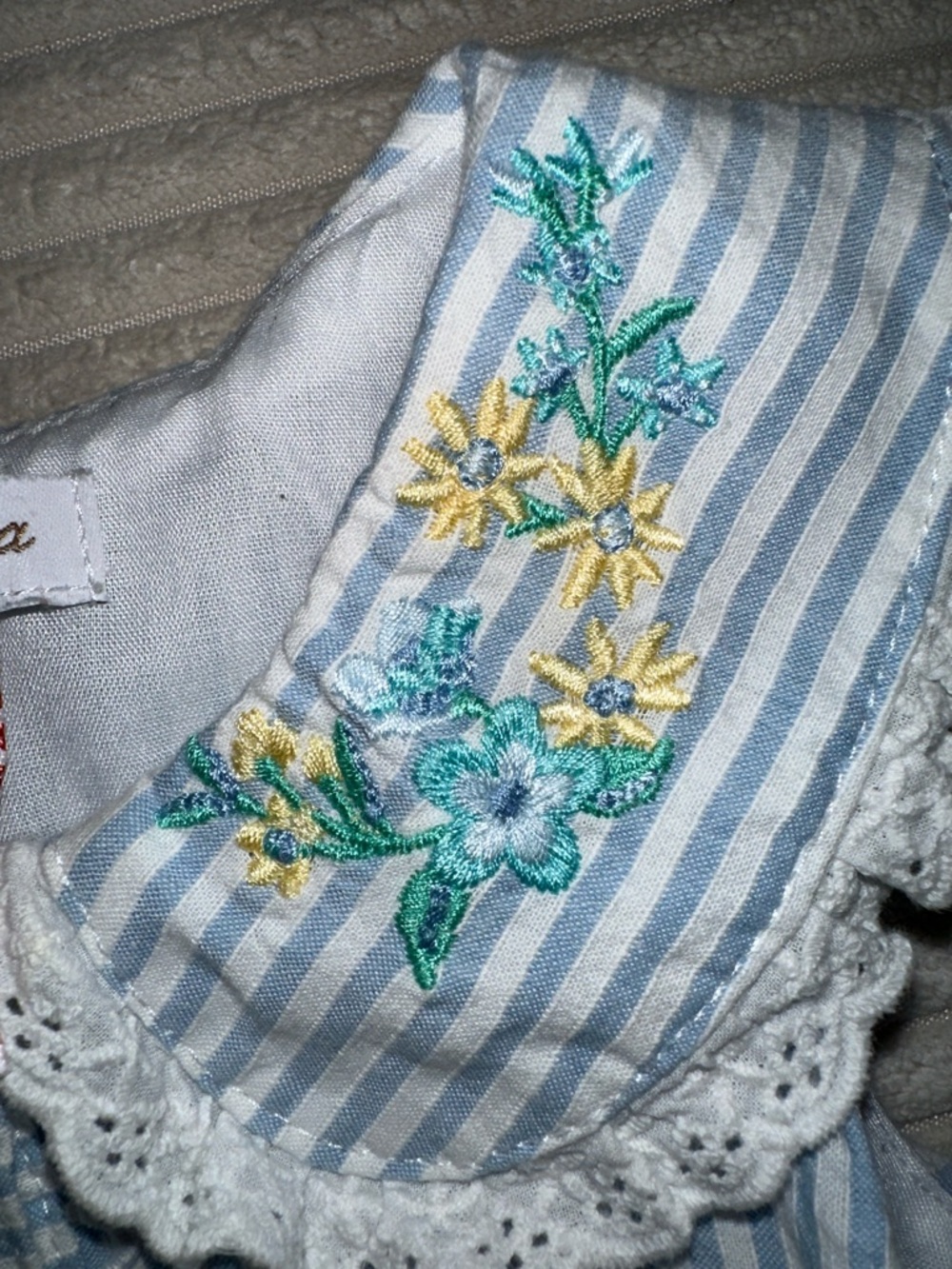 Tommy Bahama Blue and White Striped Embroidered Collar Dress In Size 18M - Picture 3 of 11